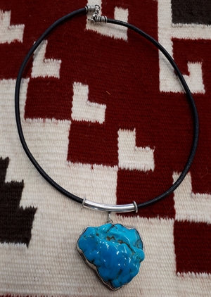 Collier En Turquoise Naturelle 135 Carats - Argent Massif 925 - Longueur 47 Cm - Fait Main France