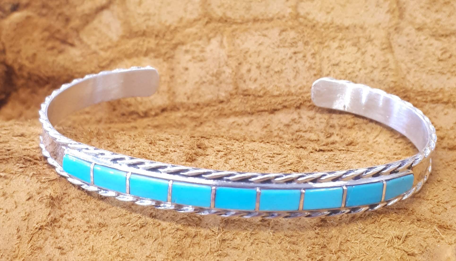 Bracelet en cloisonné de Turquoise Sleeping beauty sur argent 925°