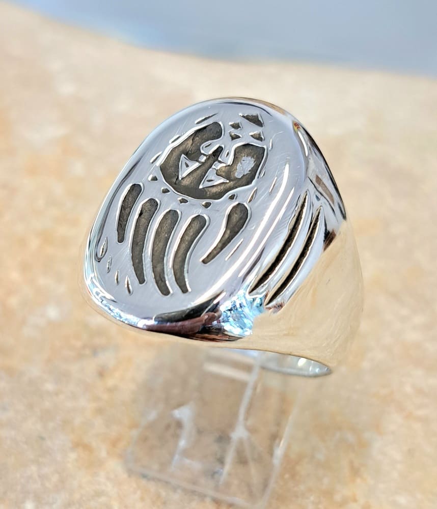 Chevalière patte d'ours homme argent 925°.