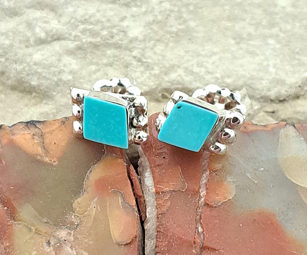 Boucles d'oreilles indiennes en turquoise navajo