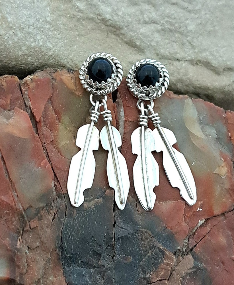 Boucles d oreilles onyx et argent