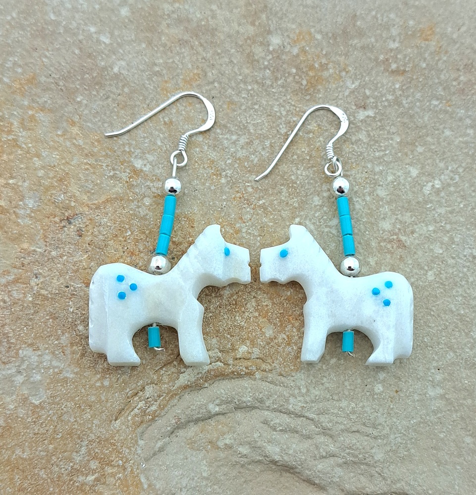 Boucles d'oreilles chevaux en pierres navajo