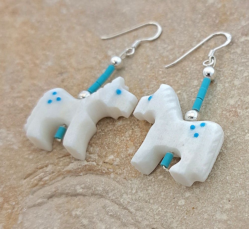 Boucles d'oreilles chevaux en pierres navajo