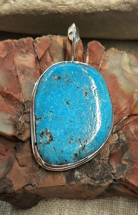 Pendentif en Turquoise Kingman en argent 925°.