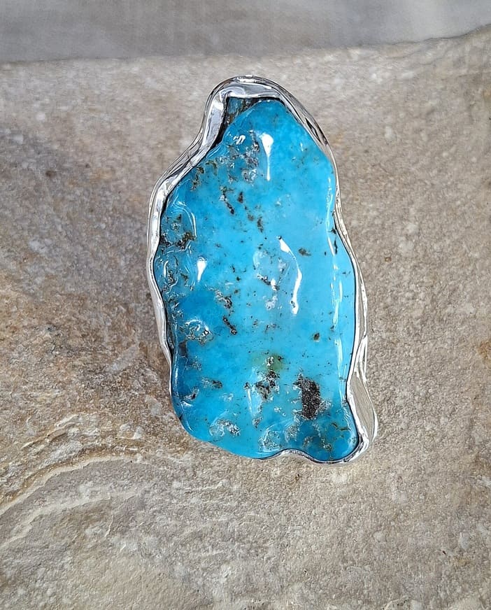 Bague en Turquoise véritable argent 95 eme