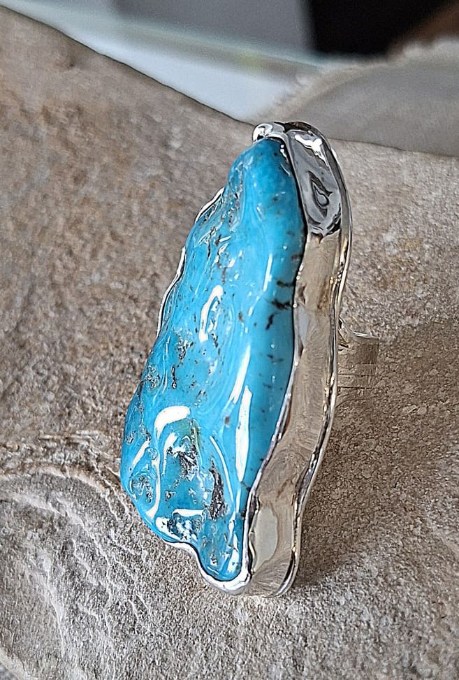 Bague en Turquoise véritable argent 95 ème