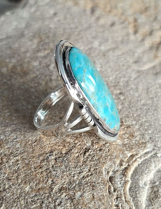 Bague en Turquoise véritable argent 95 ème