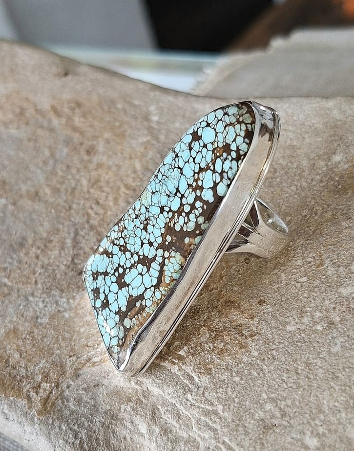 Bague en Turquoise véritable argent 95 ème