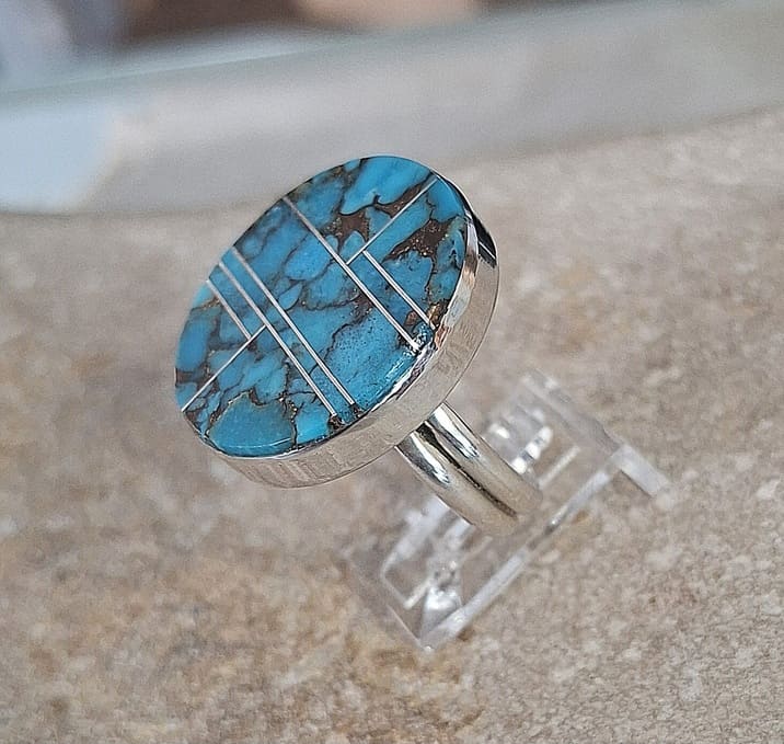 Bague en Turquoise véritable argent 95 ème Navajo