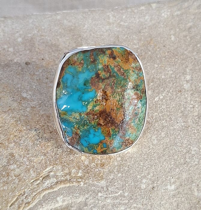 Bague en Turquoise véritable argent 95 ème