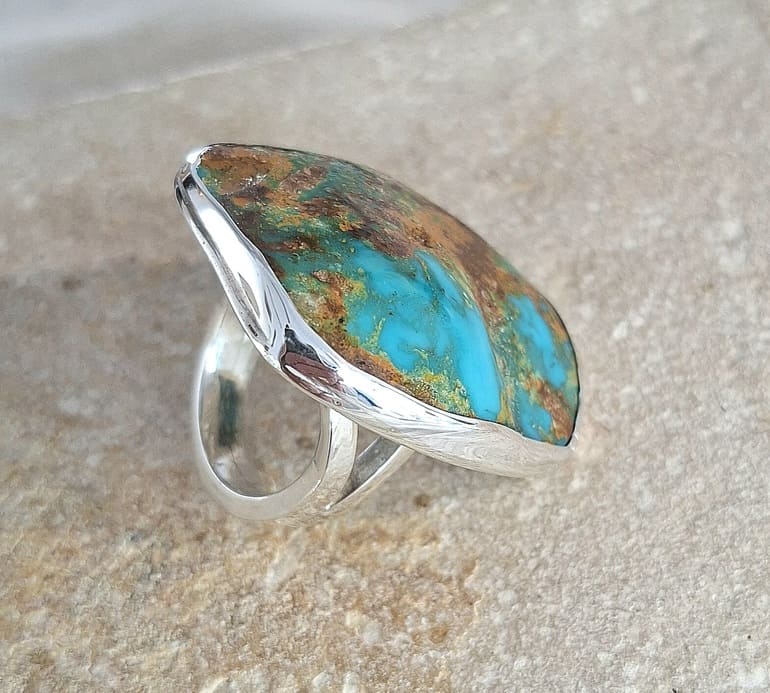 Bague en Turquoise véritable argent 95 ème