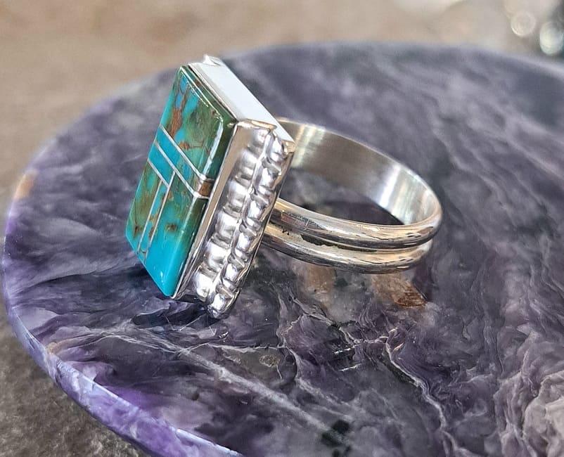 Bague en Turquoise véritable argent 95 ème