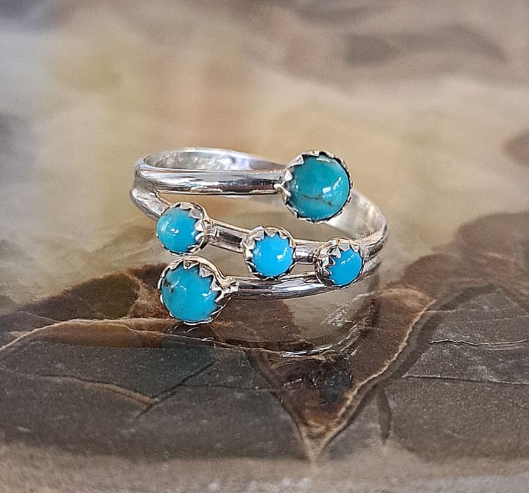 Bague en Turquoise véritable argent 95 ème