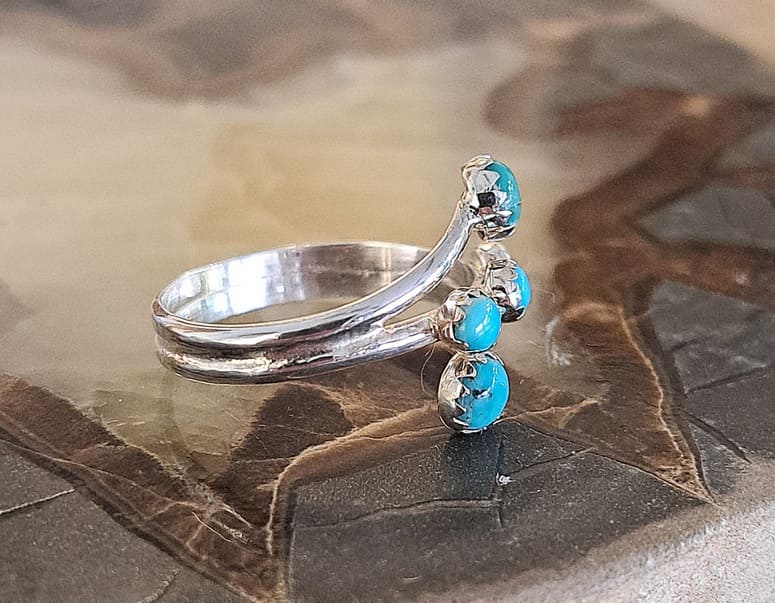 Bague en Turquoise véritable argent 95 ème