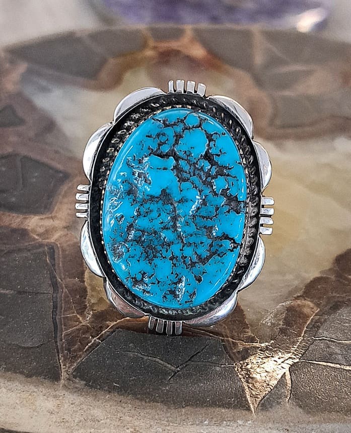 Bague en Turquoise véritable argent 95 ème
