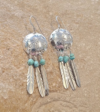 boucles d'oreilles en turquoise