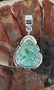 Pendentif en Variscite du Névada en argent 925°.