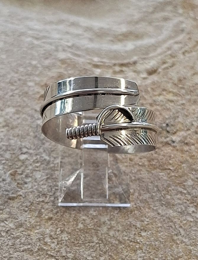 Bague plume en argent