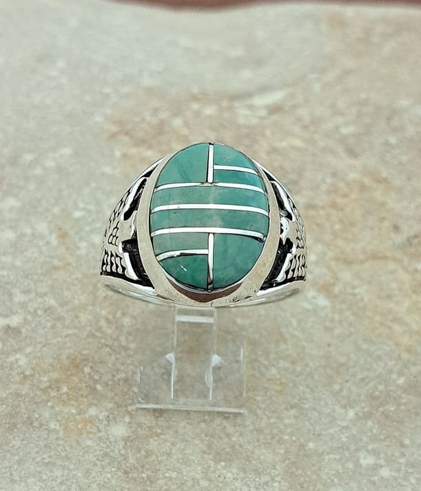Chevalière en Turquoise Kingman en argent 925°.