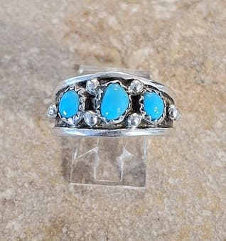 Bague Homme 3 Turquoises Sleeping Beauty en argent 925°.