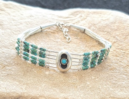 Bracelet Shadow box en argent 925° et Turquoise.