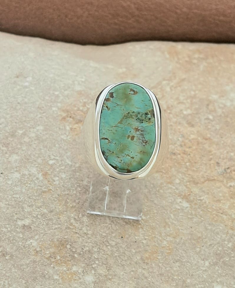 Chevalière en Turquoise Kingman en argent 925°.