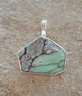 Pendentif en Variscite D'Utha en argent 925°.